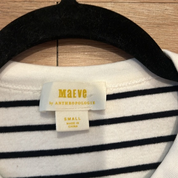 MAEVE by Anthropologie Boxy Muscle B/W Stripe Cotton Top  Size - Small - Picture 6 of 7